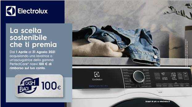 Electrolux: con Perfectcare Cash Back di 100 €