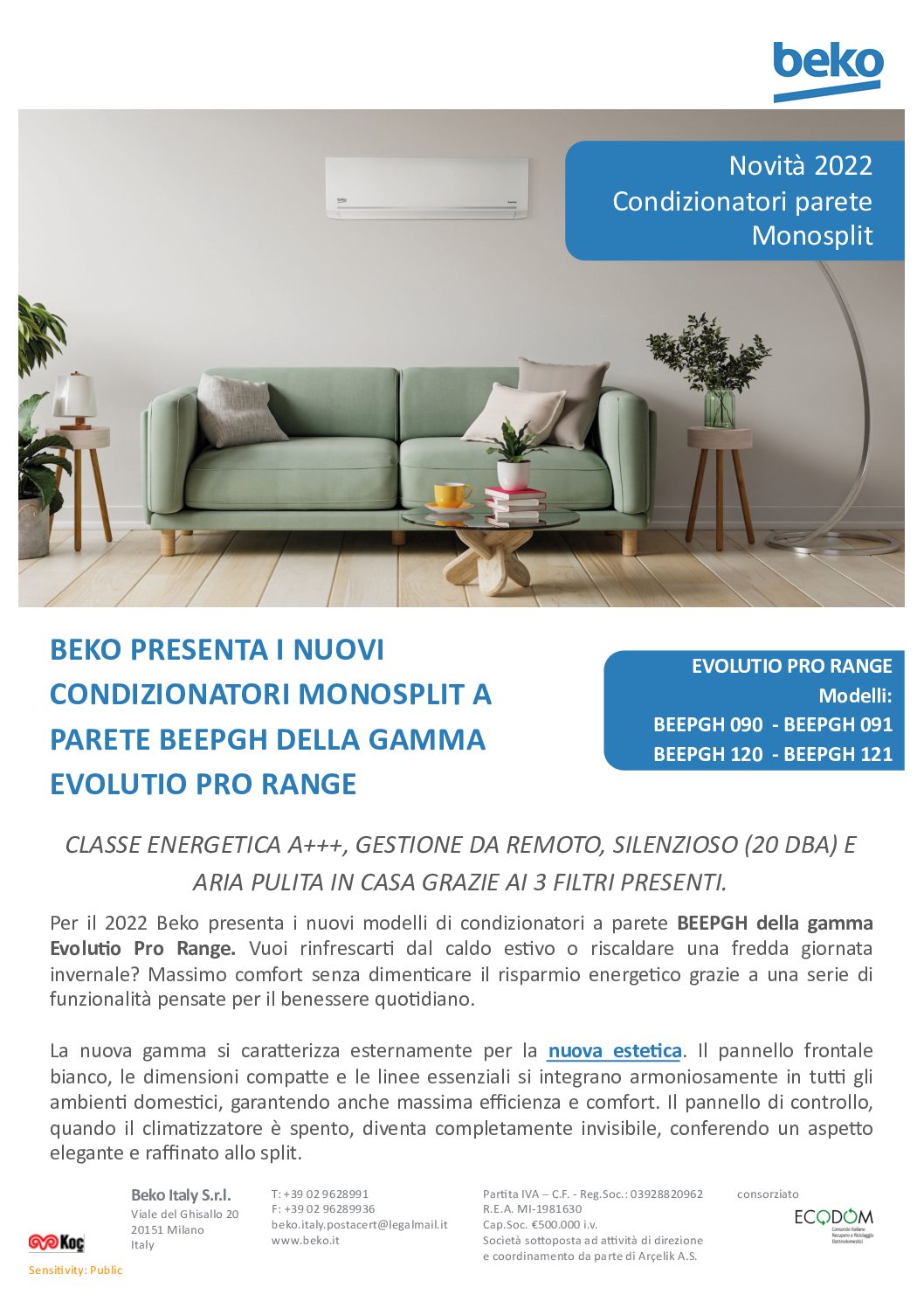 Condizionatori Beko: massima efficienza energetica