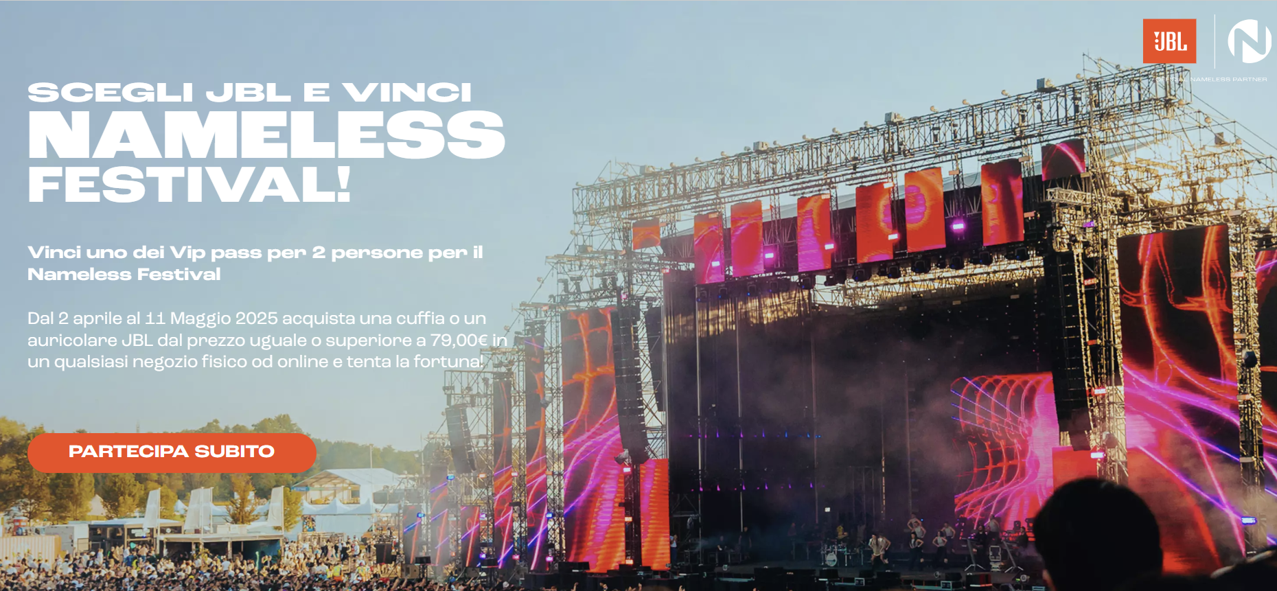 Vinci il Nameless Festival 2025 con JBL